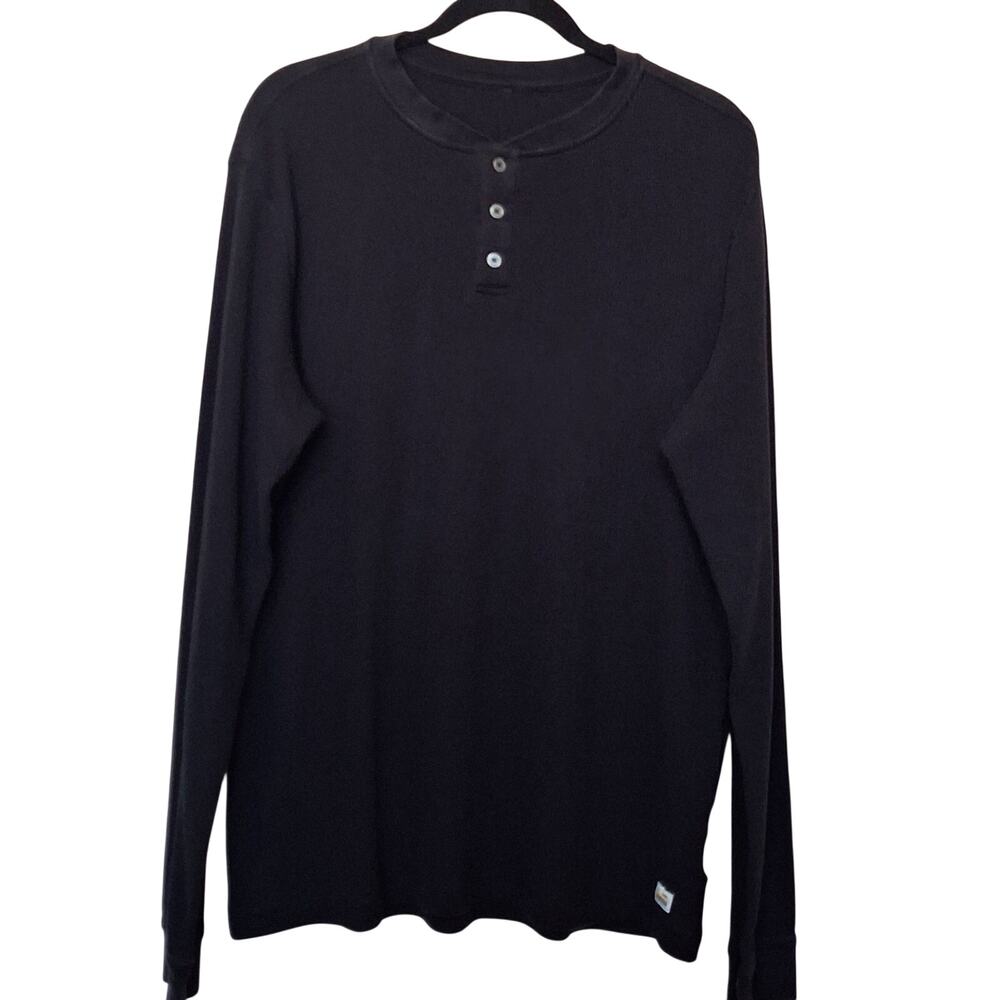 Vuori Black Waffle Long-Sleeve Henley Men's Size L